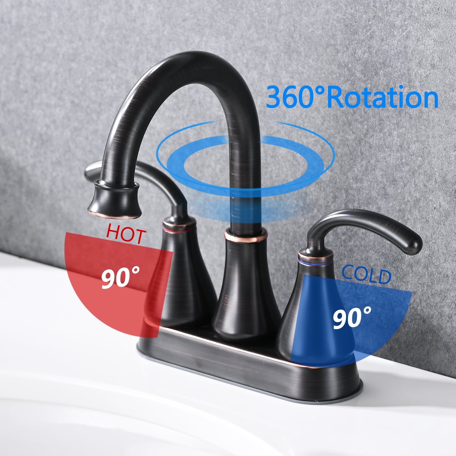 2 Handle Bathroom Sink Faucet with Pop up Drain Oil oil-rubbed bronze-zinc