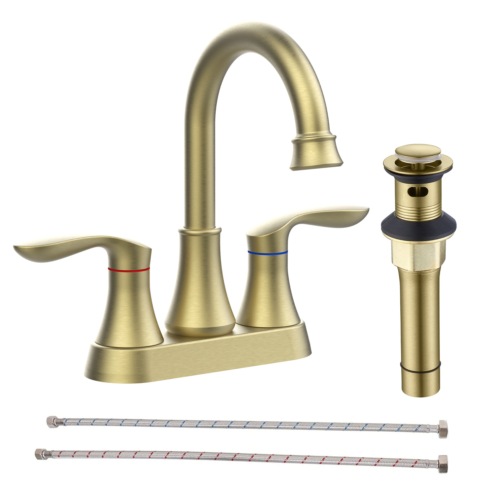 Bathroom Faucet Brushed Gold with Pop up Drain & brushed gold-metal