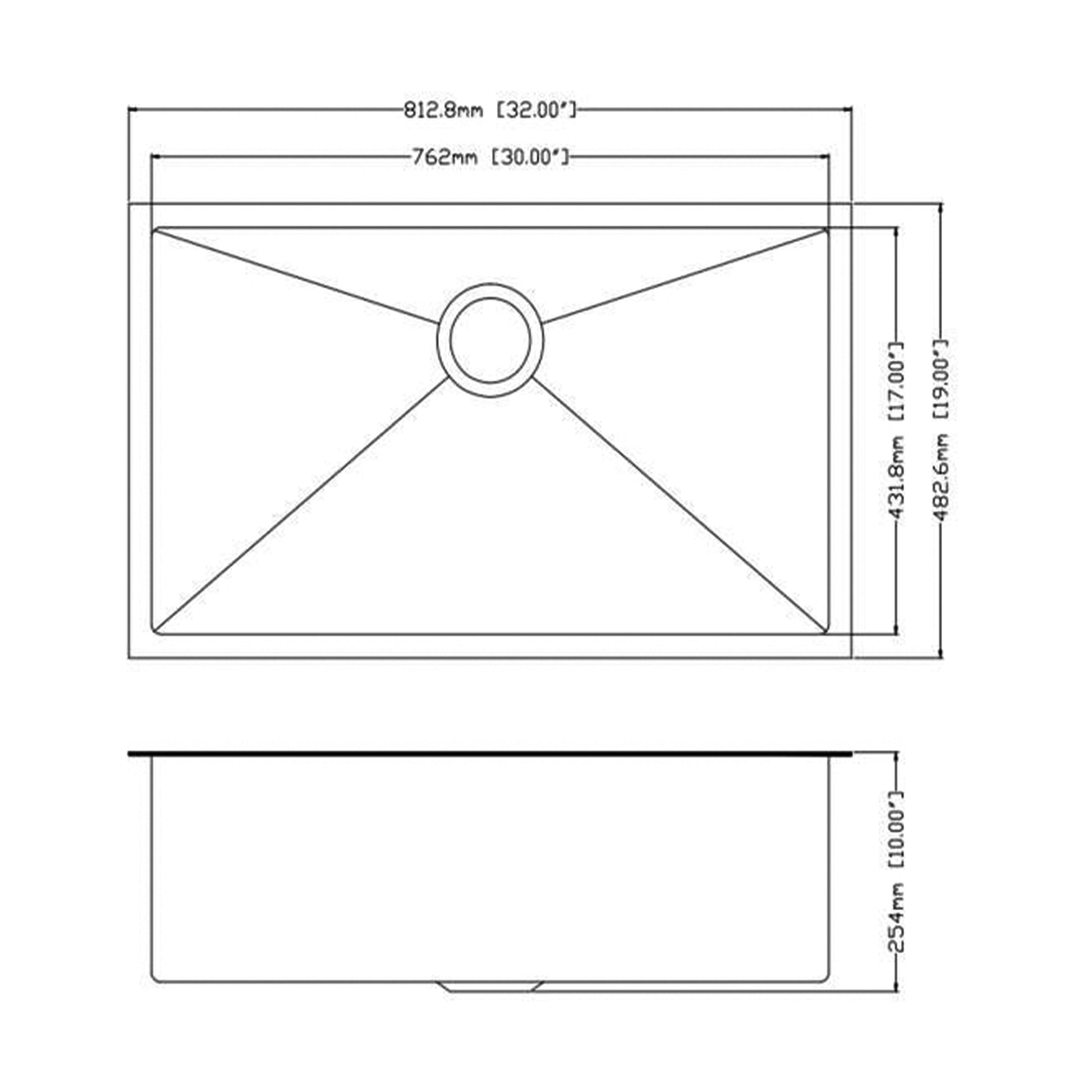 32x19 inch Undermount Kitchen Sink 16 Gauge