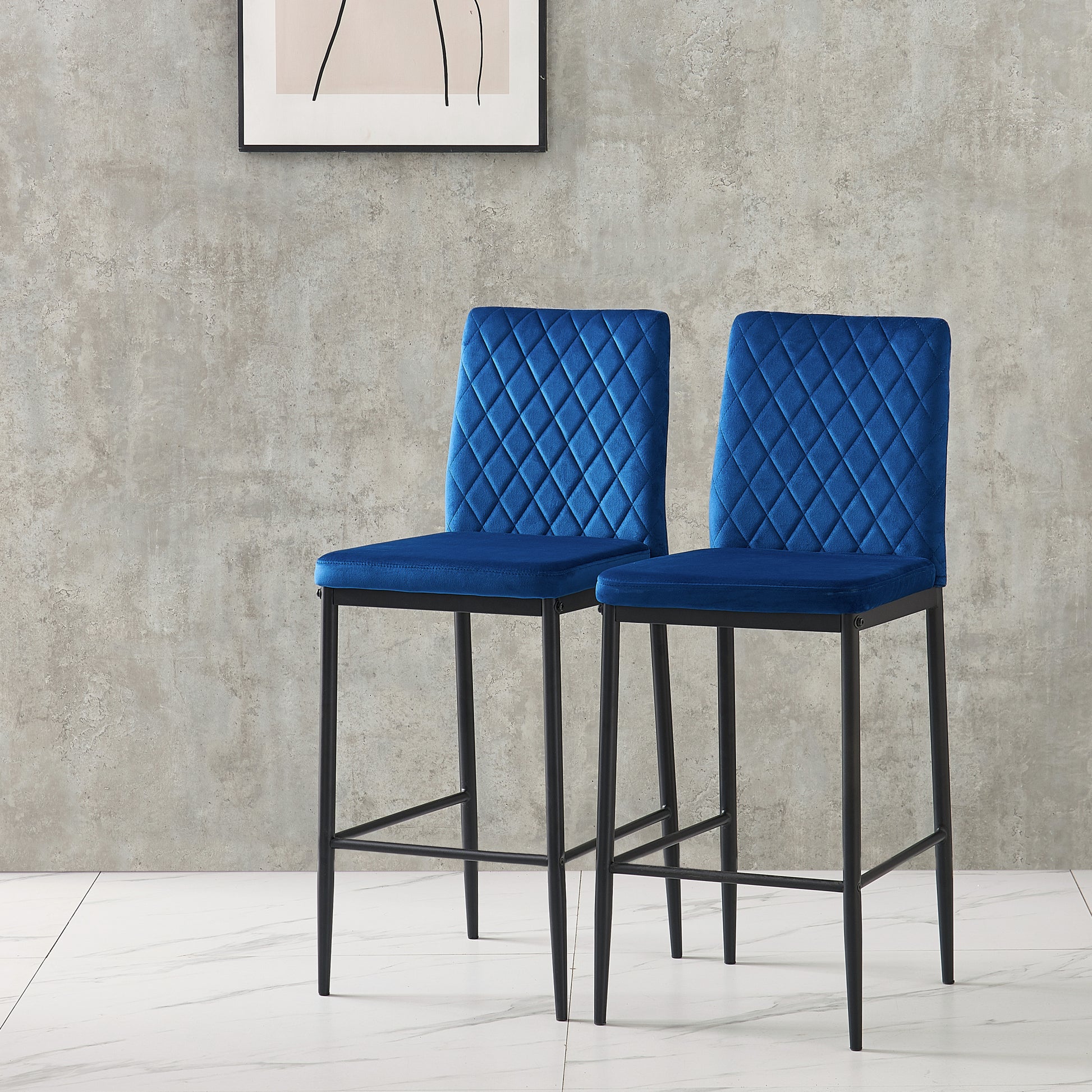 Blue bar stool, velvet stool, modern bar chair, bar blue-textile-velvet