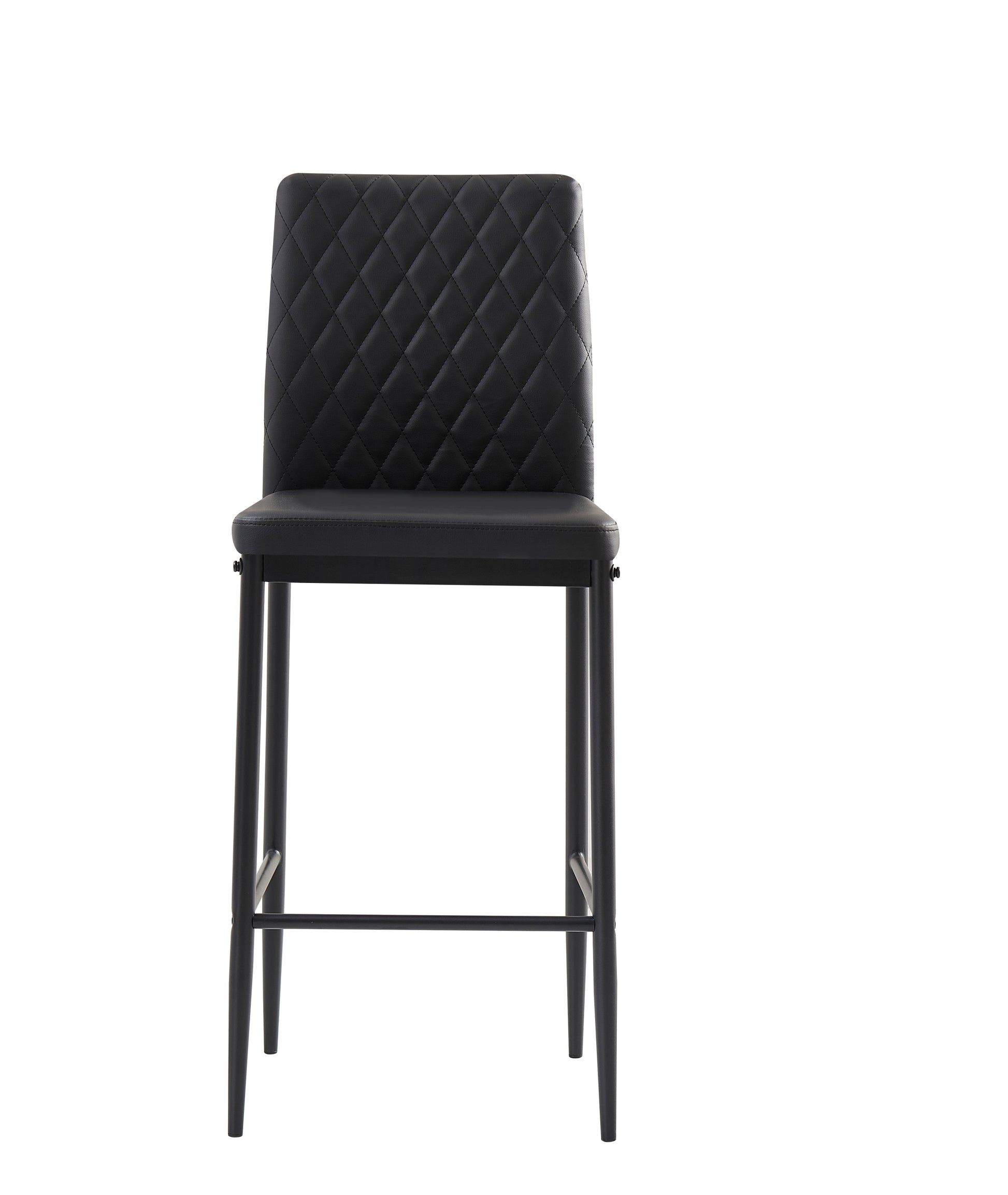 Black modern simple bar chair, fireproof leather black-pu leather