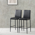 Black modern simple bar chair, fireproof leather black-pu leather