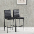 Black modern simple bar chair, fireproof leather black-pu leather