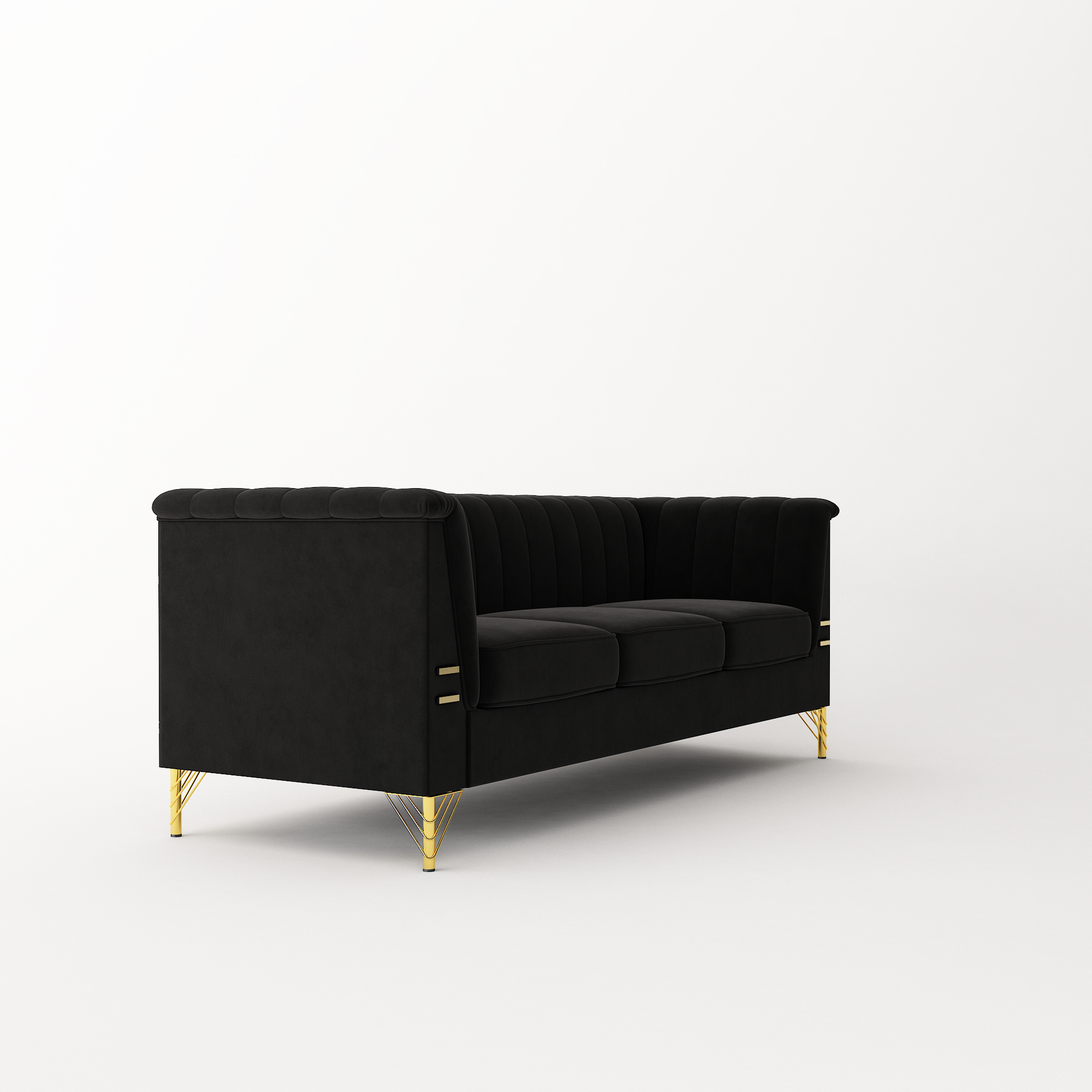 FX P82 BK SOFA Modern Sofa Couches for Living Room black-velvet