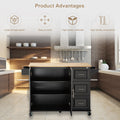 Kitchen Island & Kitchen Cart, Mobile Kitehcn Island black-mdf