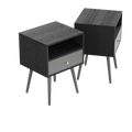 Modern Bedside Tables Set of 2,Nightstand with 1 dark gray-metal & wood