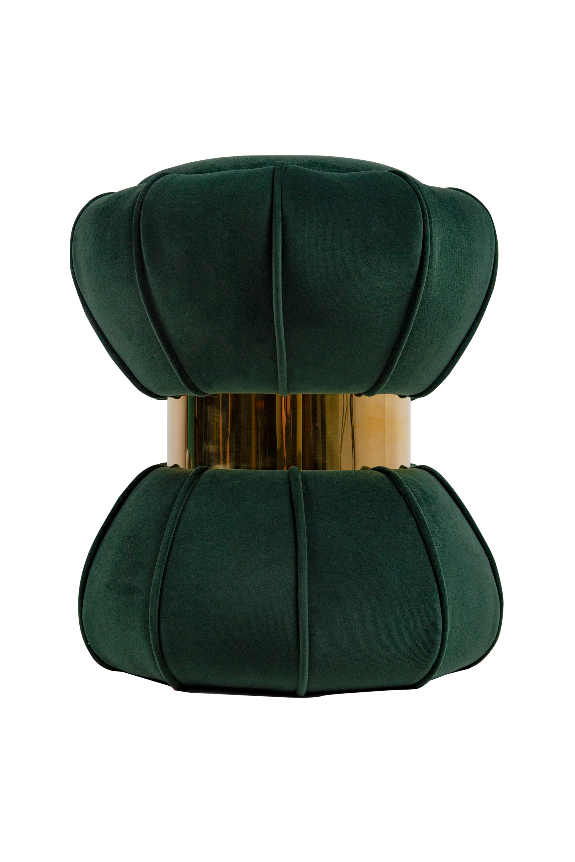 18.5'' Tall Stainless Steel Upholstered Ottoman in green-velvet