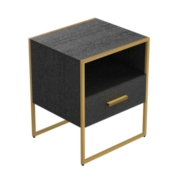 Update Modern Nightstand with 1Drawers, Suitable for black-metal & wood