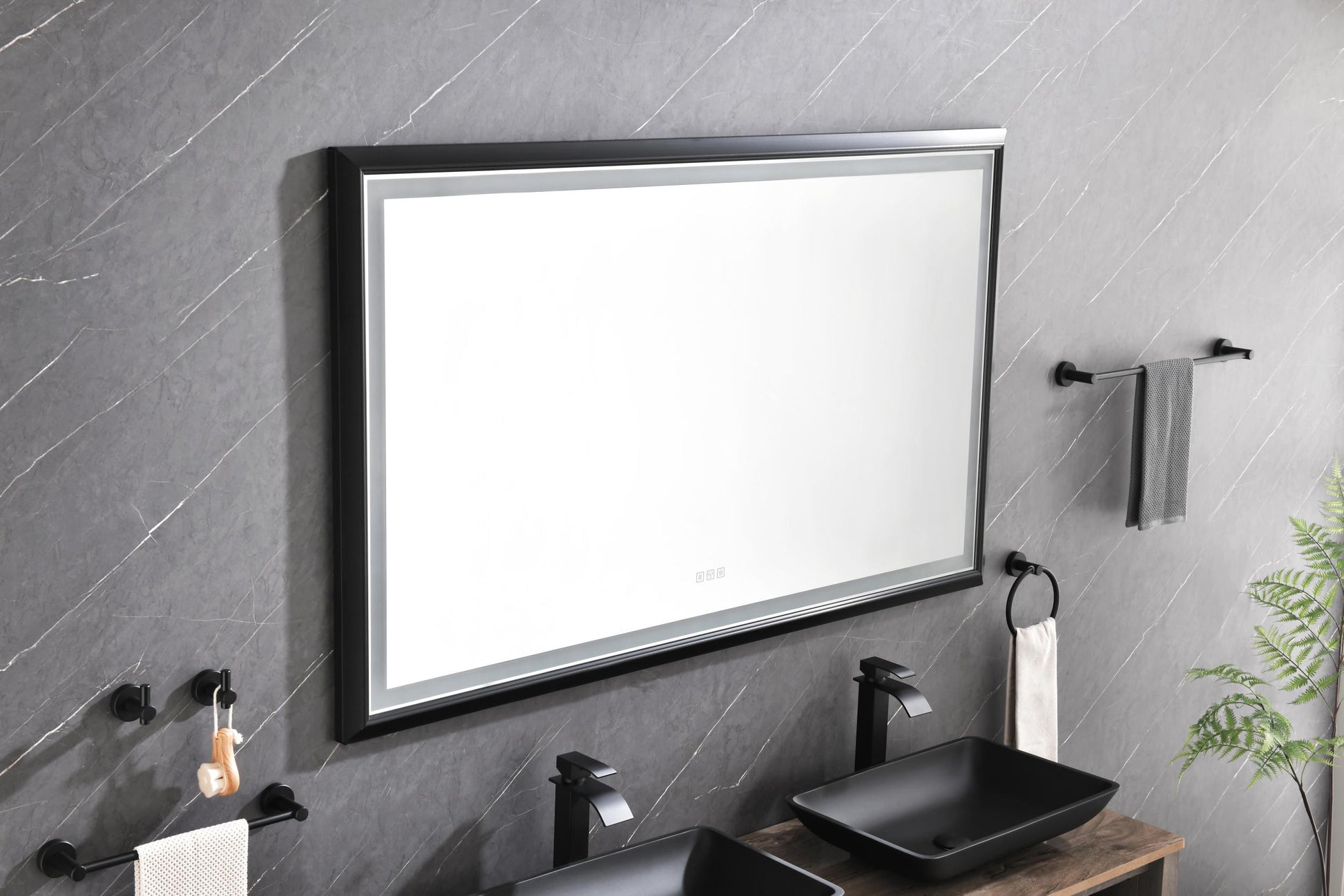 84in. W x 48in. H Oversized Rectangular Black Framed matt black-aluminum