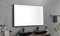 96in. W x36 in. H Framed LED Single Bathroom Vanity matte black-aluminum