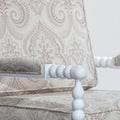 Spindle Chair, White Finish, Taupe Paisley Fabric white-fabric