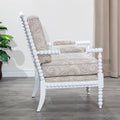 Spindle Chair, White Finish, Taupe Paisley Fabric white-fabric