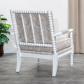 Spindle Chair, White Finish, Taupe Paisley Fabric white-fabric