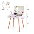 Wooden Mirror Vanity Desk Makeup Table,White