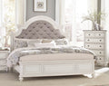 Antique White Finish 1pc Queen Size Bed Button Tufted queen-antique white-bedroom-traditional-wood