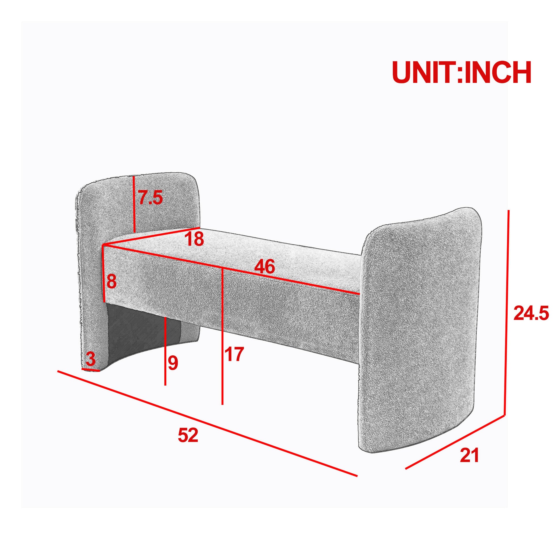 Welike 52" Bench for Bedroom End of Bed Modern black-foam-polyester