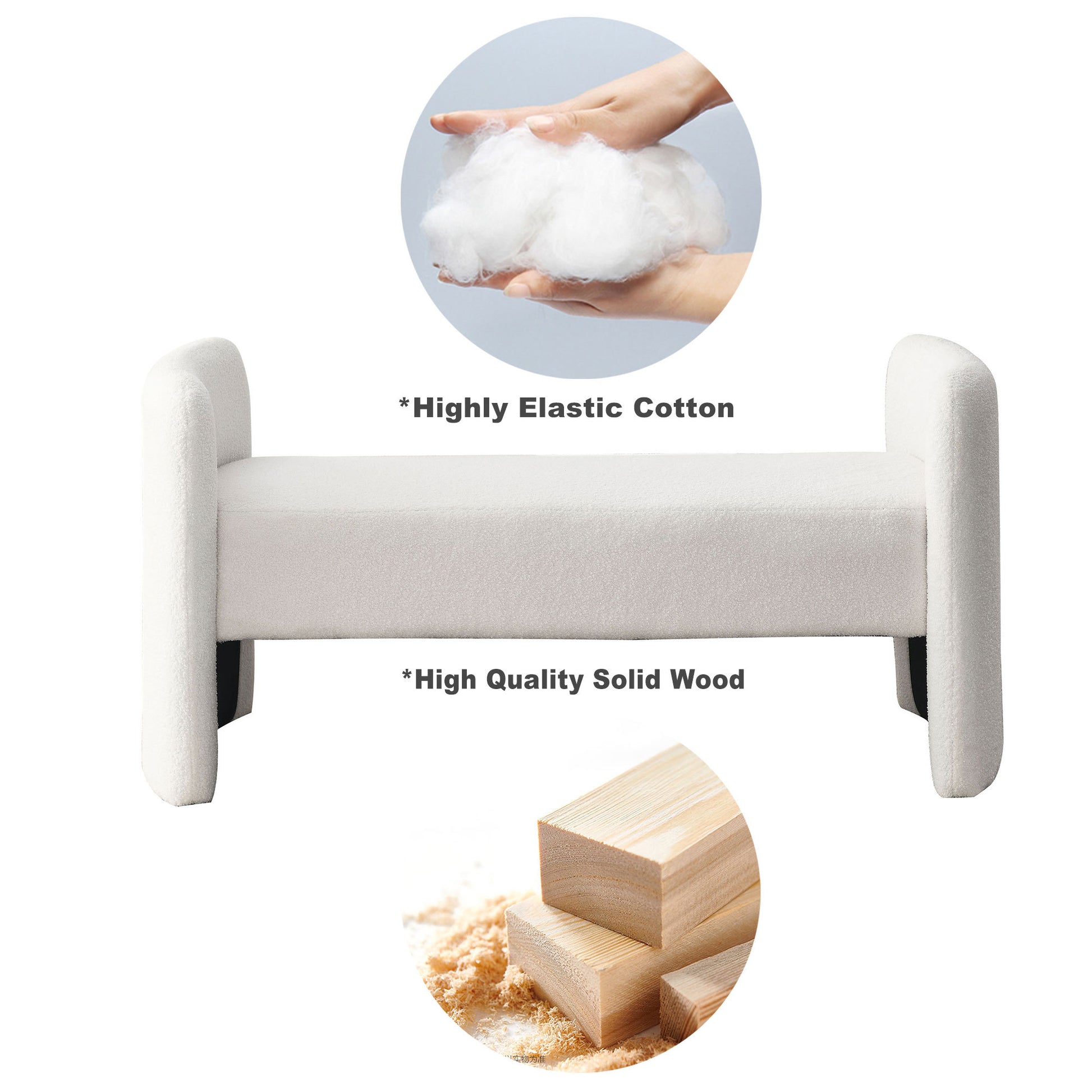 Welike 52" Bench for Bedroom End of Bed Modern ivory-foam-polyester