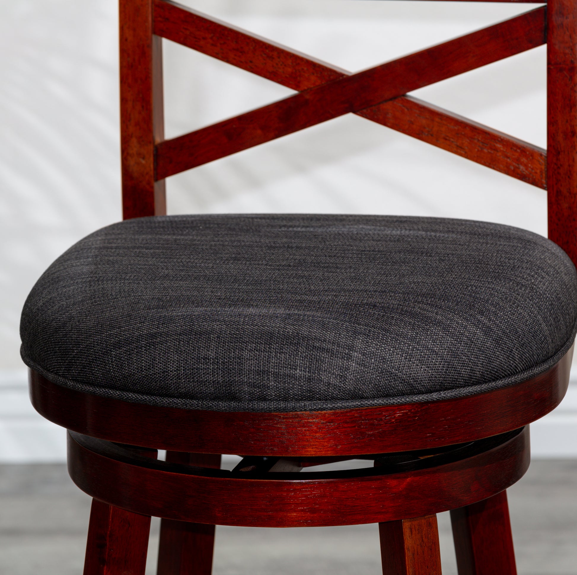 30" Bar Height X Back Swivel Stool, Stool, Cherry cherry-fabric