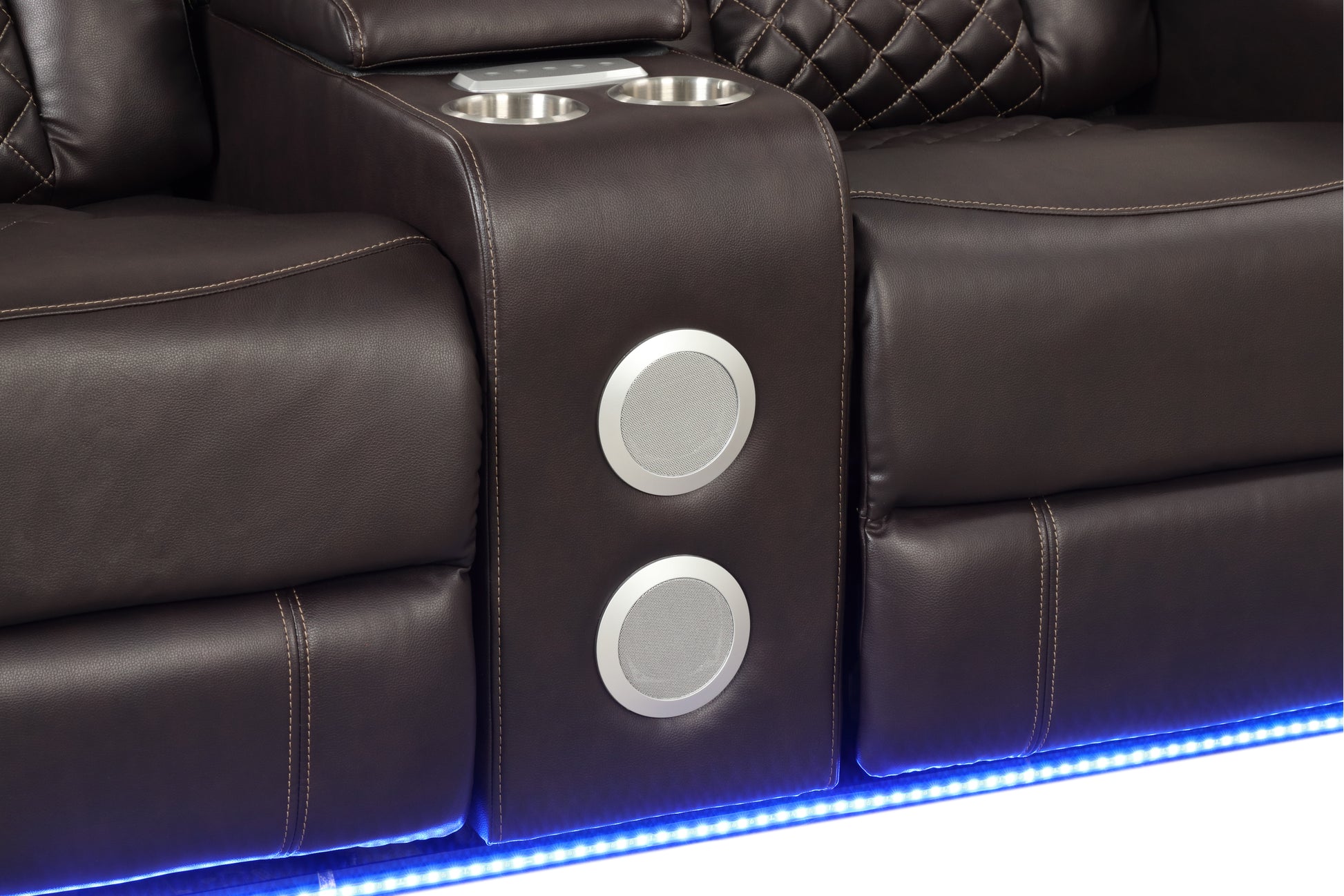 Benz LED & Power Recliner 3 PC Made With Faux Leather brown-faux leather-metal-primary living