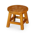 Carved Wooden Step Stool, Butterflies, Natural natural-rubber wood