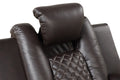 Benz LED & Power Reclining Sofa Made With Faux Leather brown-faux leather-metal-primary living