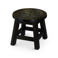 Carved Wooden Step Stool, Maple Leaf, Espresso espresso-rubber wood