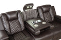 Benz LED & Power Reclining Sofa Made With Faux Leather brown-faux leather-metal-primary living