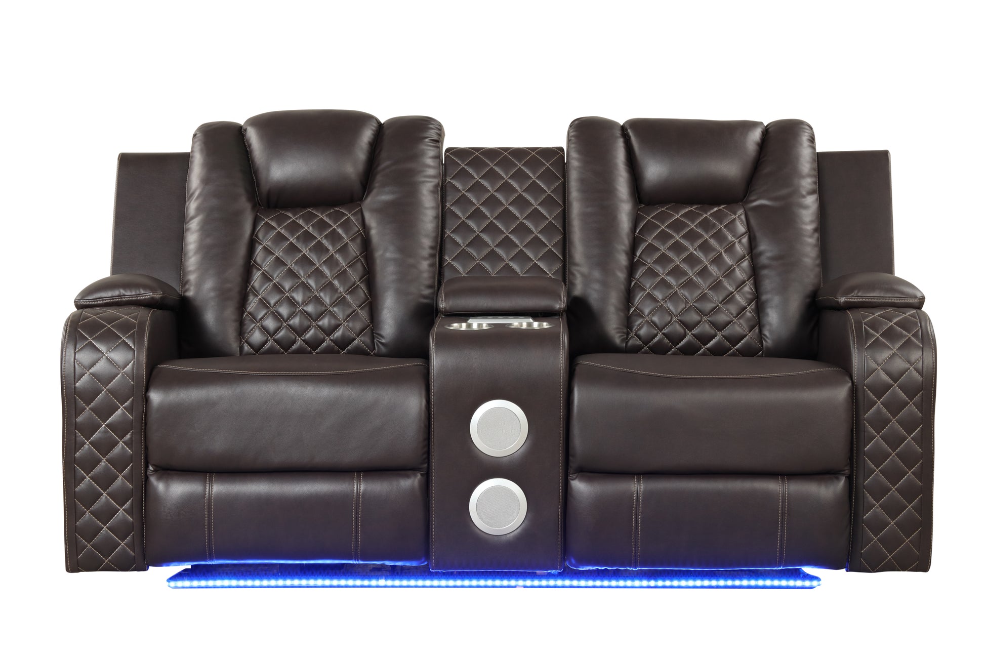 Benz LED & Power Recliner 3 PC Made With Faux Leather brown-faux leather-metal-primary living