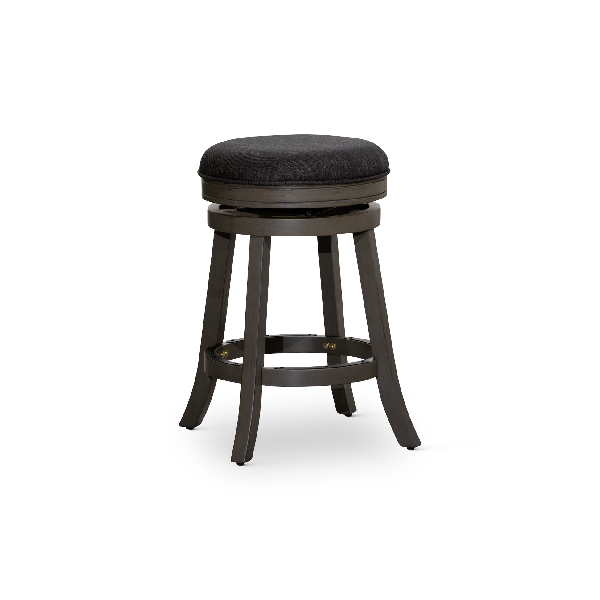 24" Counter Stool, Weathered Gray Finish, Charcoal gray-fabric