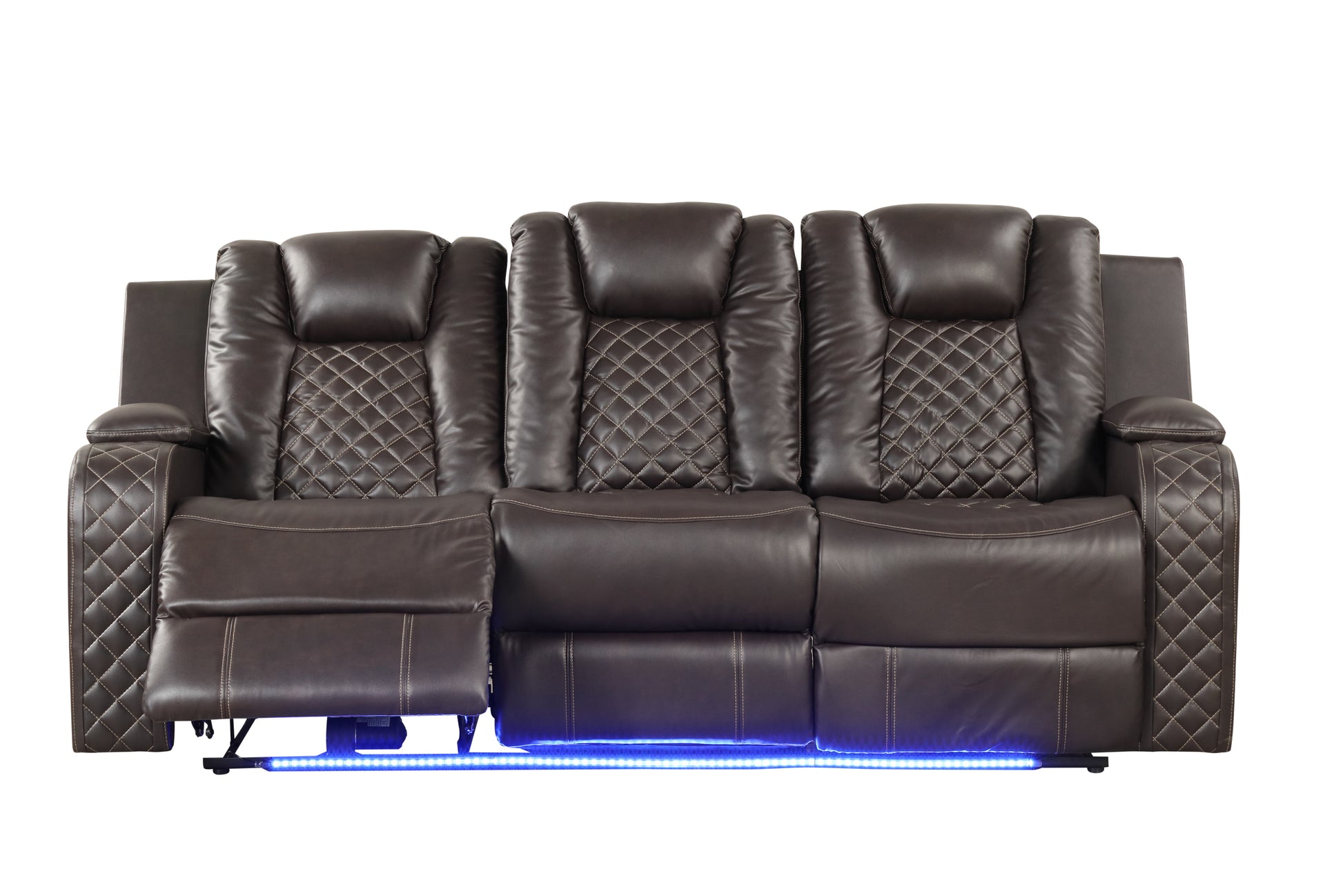 Benz LED & Power Recliner 3 PC Made With Faux Leather brown-faux leather-metal-primary living