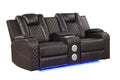 Benz LED & Power Reclining Loveseat Made With Faux brown-faux leather-metal-primary living