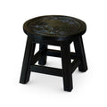 Carved Wooden Step Stool, Floral, Espresso espresso-rubber wood