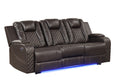 Benz LED & Power Recliner 3 PC Made With Faux Leather brown-faux leather-metal-primary living