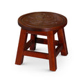 Carved Wooden Step Stool, Maple Leaf, Cherry cherry-rubber wood