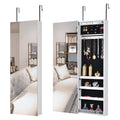 Full Mirror Jewelry Storage Cabinet With with Slide white-mdf-mdf