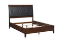 Dark Cherry Finish 1pc Queen Sleigh Bed Button Tufted box spring required-queen-brown