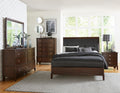 Dark Cherry Finish 1pc Queen Sleigh Bed Button Tufted box spring required-queen-brown