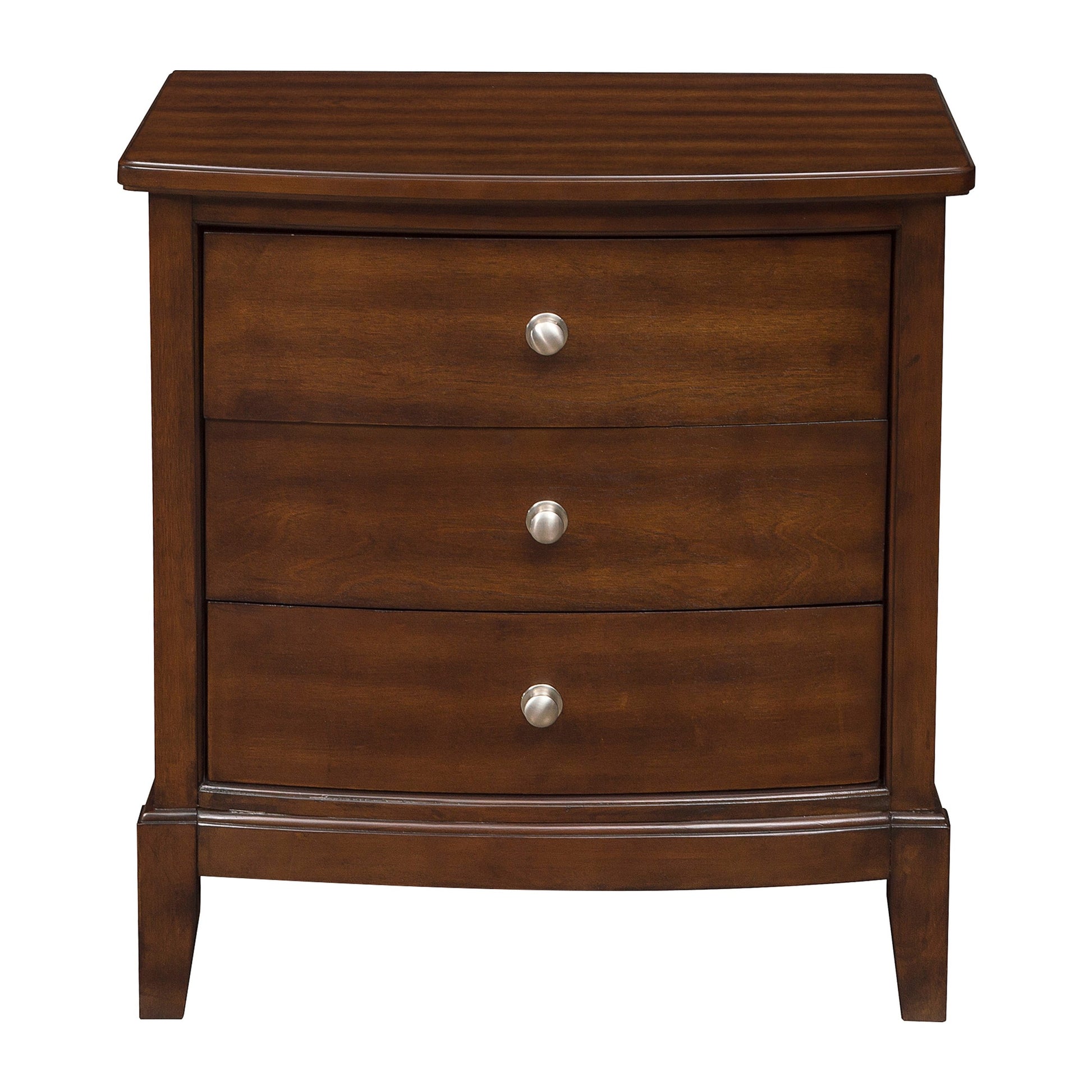 Dark Cherry Finish 1pc Nightstand of 3x Drawers Satin brown mix-3 drawers-bedroom-transitional-wood