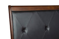 Dark Cherry Finish 1pc Queen Sleigh Bed Button Tufted box spring required-queen-brown