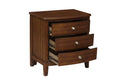 Dark Cherry Finish 1pc Nightstand of 3x Drawers Satin brown mix-3 drawers-bedroom-transitional-wood