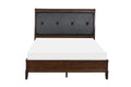 Dark Cherry Finish 1pc Queen Sleigh Bed Button Tufted box spring required-queen-brown