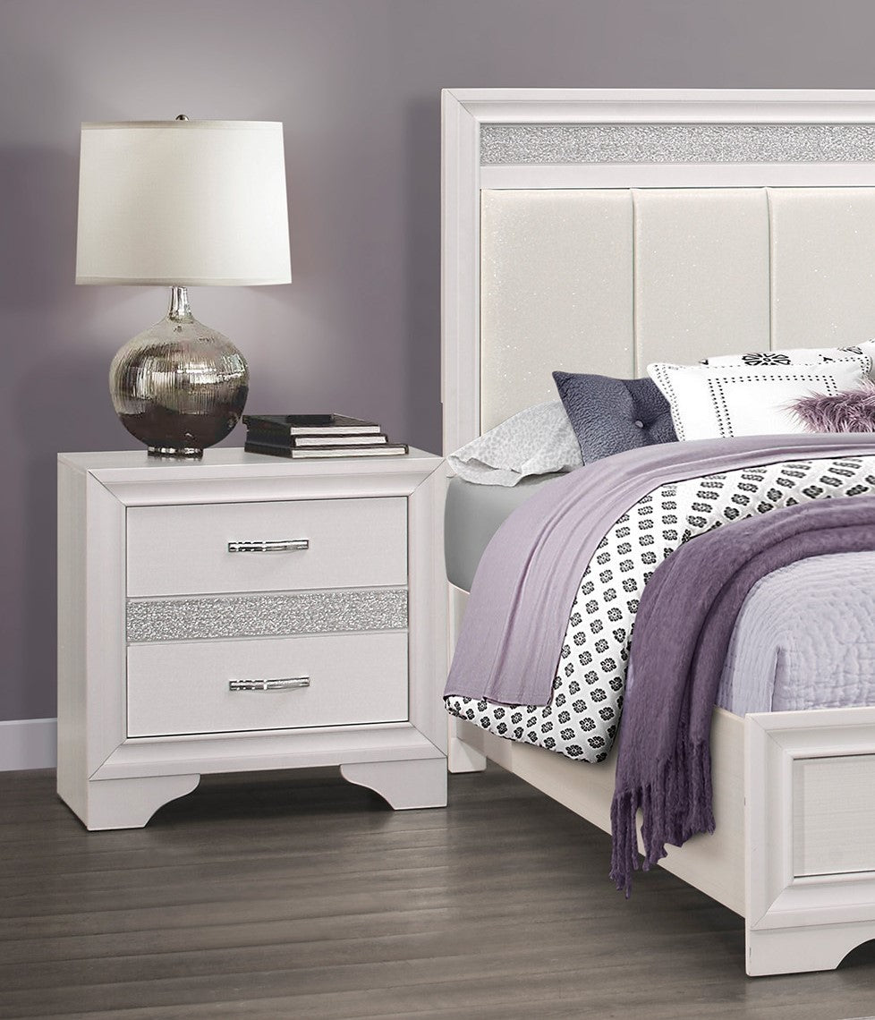 Glamorous Bedroom Furniture 1pc Nightstand of Drawers white-3 drawers-bedroom-glam-modern-wood