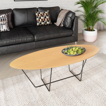 Modrest Esther Industrial Large Oak Coffee Table