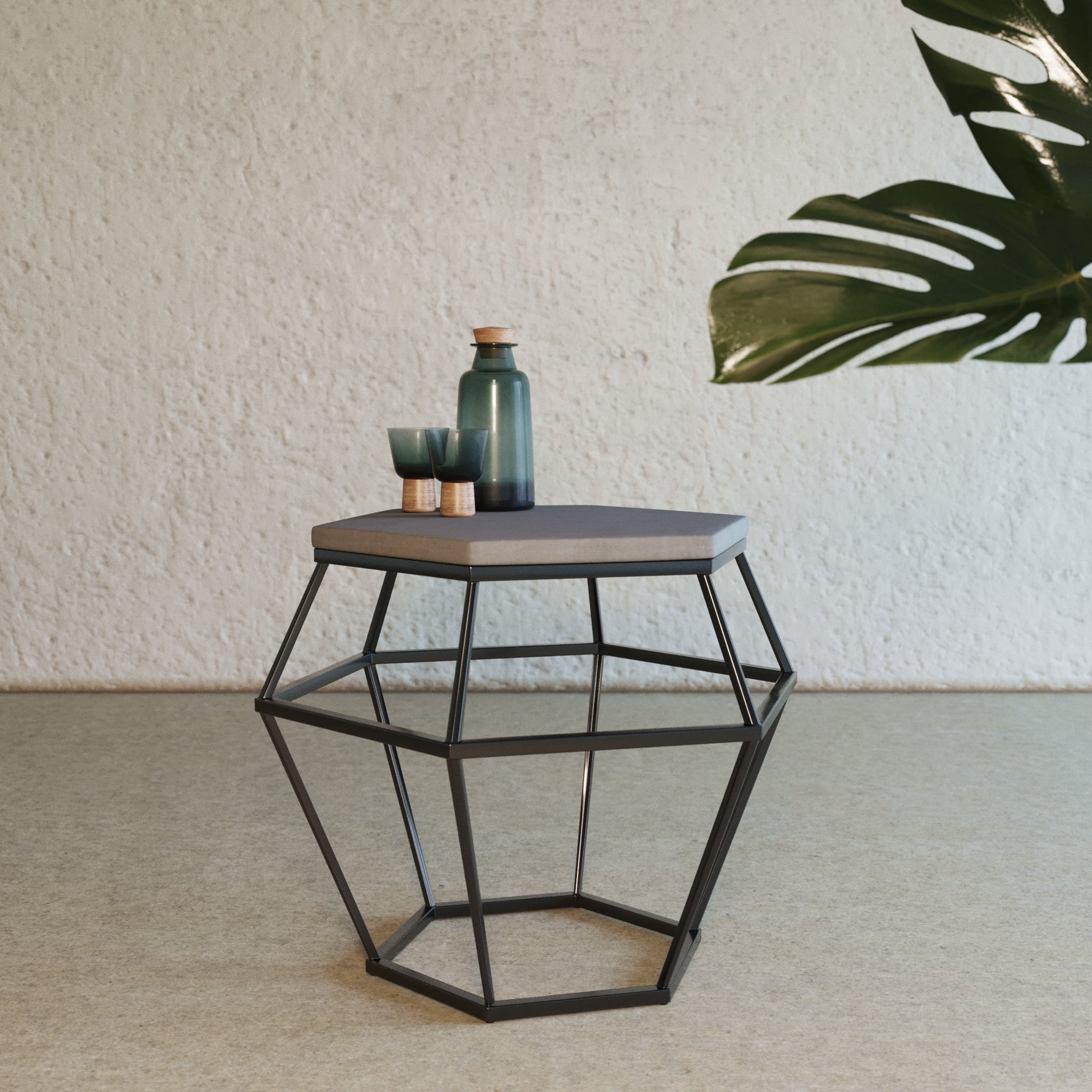 Tartan Modern Concrete & Metal End Table