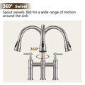 Double Handle Bridge Kitchen Faucet With Pull Down brushed nickel-stainless steel