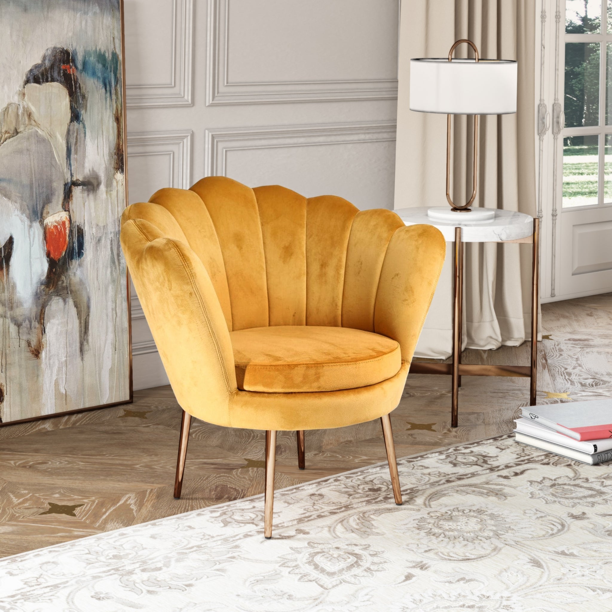 Balina Transitional Yellow & Gold Accent Chair