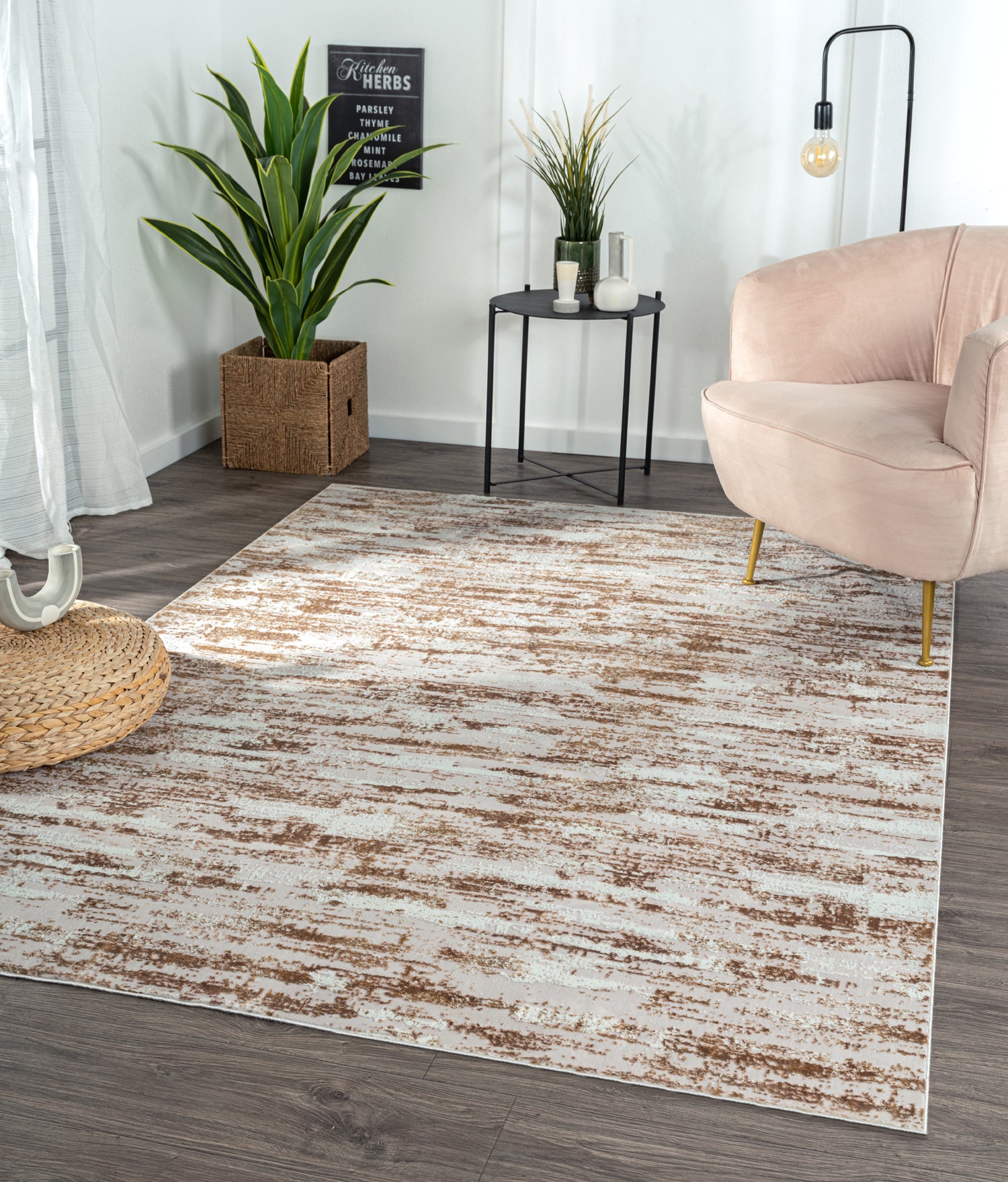 Milano Collection Shimmer Skin Woven Area Rug beige-polyester