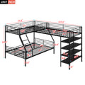 L Shaped Metal Twin Over Full Bunk Bed And Twin