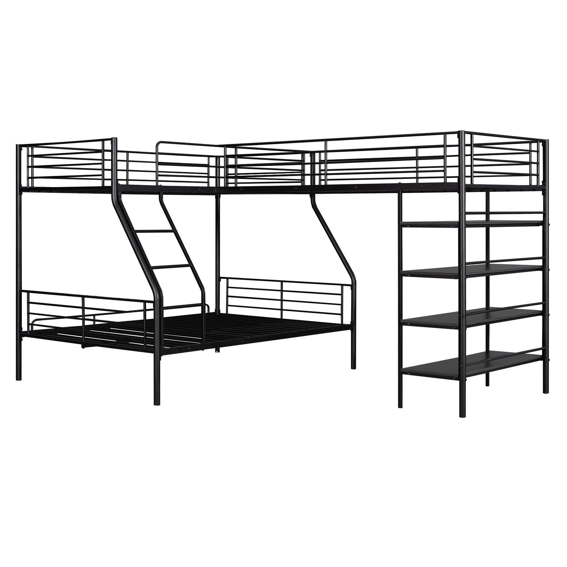 L Shaped Metal Twin Over Full Bunk Bed And Twin