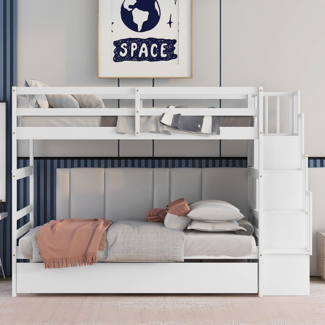 Twin Over Twin Bunk Beds With Twin Trundle And -